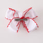Red Reindeer Holiday Embroidery Crotchet Edge Alligator Clip Hair Bow Honeydew
