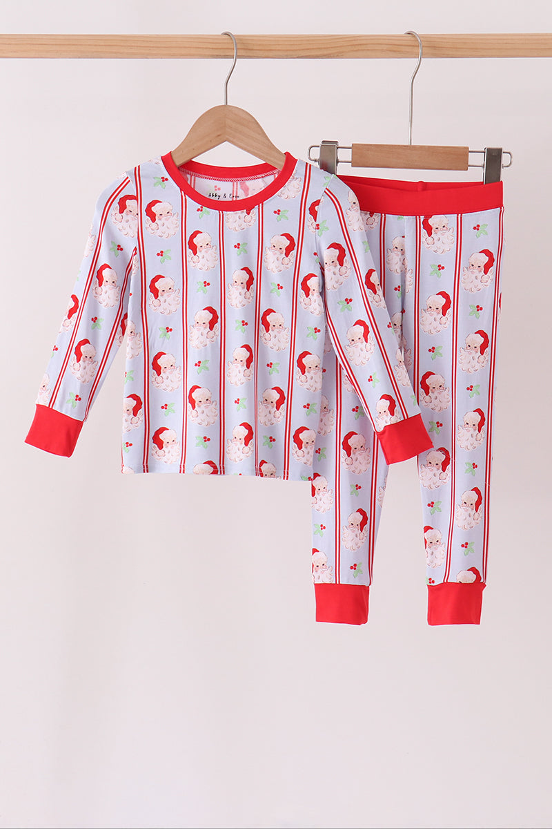 Blue Stripe Santa Bamboo Boy Lounge Set Honeydew