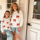 Mommy and Me White Red Bow Sequin Jolly Girl Sweater Pullover Rylee Faith