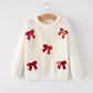 Mommy and Me White Red Bow Sequin Jolly Girl Sweater Pullover Rylee Faith