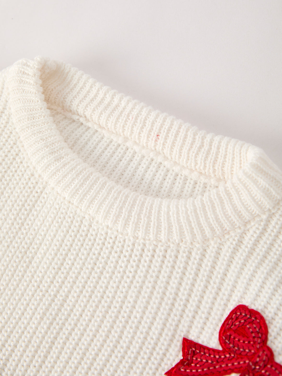 Mommy and Me White Red Bow Sequin Jolly Girl Sweater Pullover Rylee Faith
