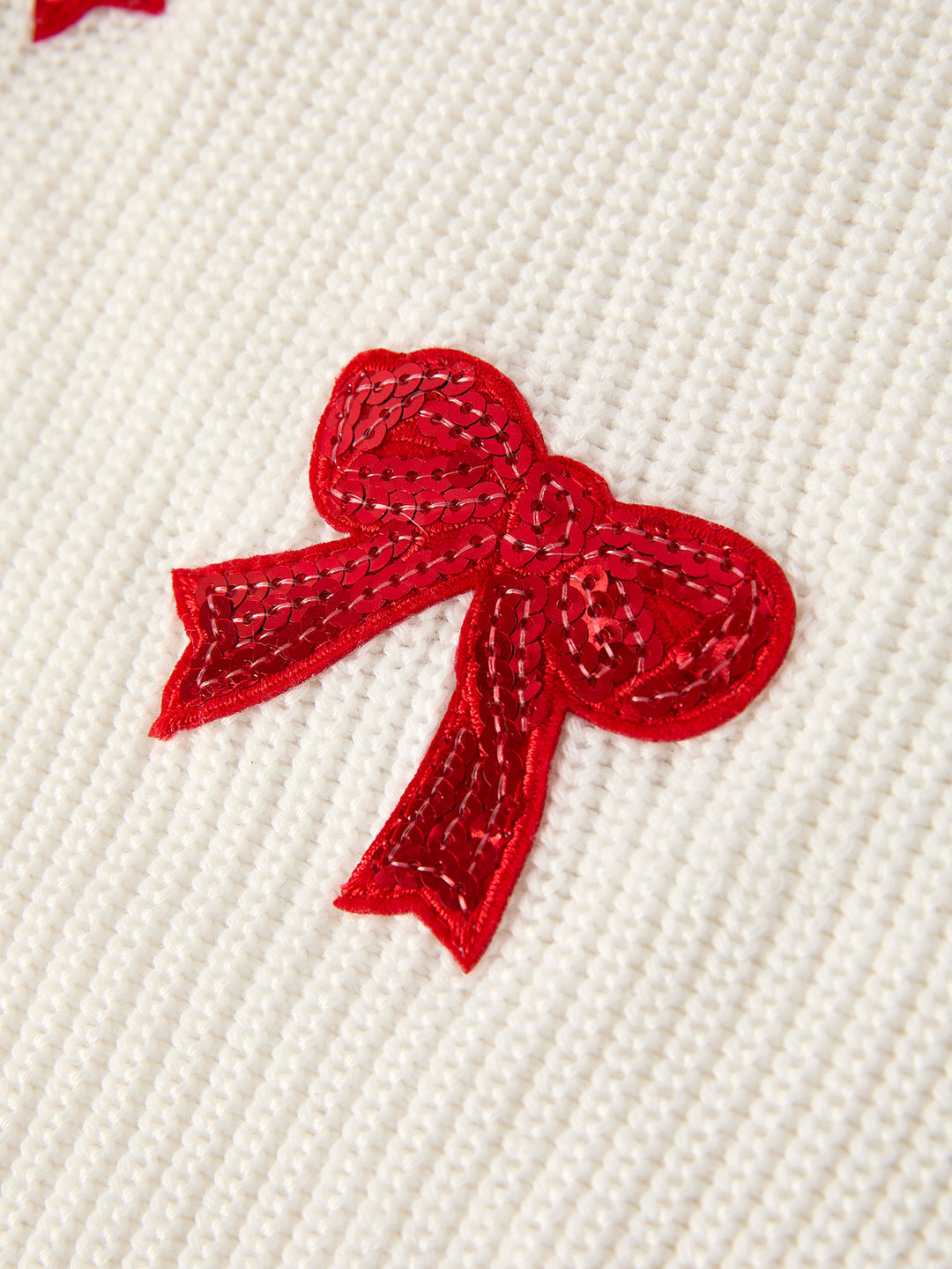 Mommy and Me White Red Bow Sequin Jolly Girl Sweater Pullover Rylee Faith