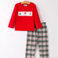 Christmas Plaid Santa Embroidered Machine Smocked Boys Pants Set Rylee Faith