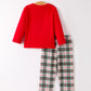 Christmas Plaid Santa Embroidered Machine Smocked Boys Pants Set Rylee Faith
