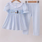 Blue Nativity Embroidery Girl Embroidery Pants Set Honeydew