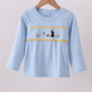 Blue Nativity Embroidery Shirt Honeydew