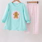 Blue Gingerbread Applique Ruffle Girls Pants Set Honeydew