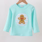 Blue Gingerbread Applique Boys Shirt Honeydew