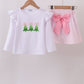 Pink Christmas Tree Embroidery Skort Set Honeydew