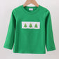 Green Christmas Tree Embroidery Boy Top Honeydew