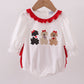 White Puppy Embroidery Ruffle Bubble Honeydew