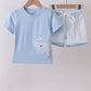 Blue Shark Applique Shorts Set Honeydew