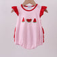 Pink Watermelon Embroidery Ruffle Bubble Honeydew
