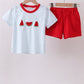 Blue Watermelon Embroidery Shorts Set Honeydew