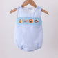 Blue Seersucker Animal Smocked Bubble Honeydew