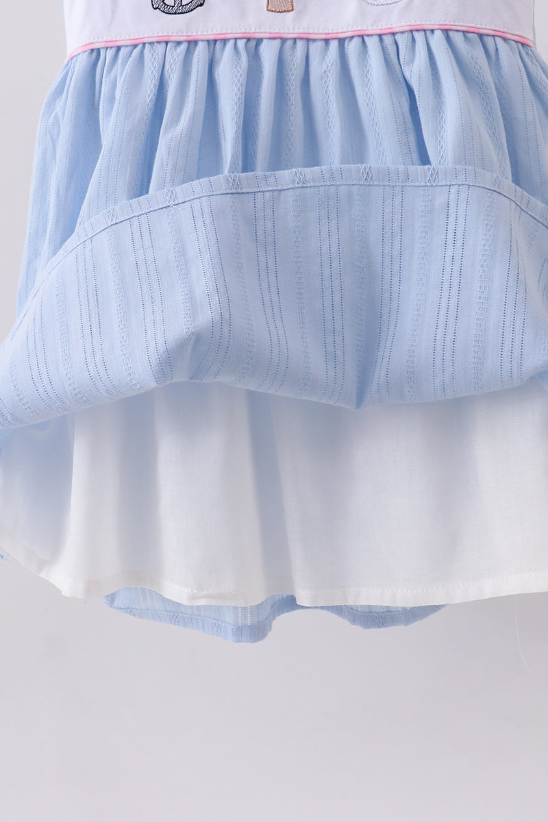 Blue Sailboat Embroidery Jacquard Shorts Set Honeydew