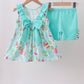 Blue Sailboat Print Ruffle Shorts Set Honeydew