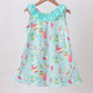 Blue Sailboat Print Ruffle Dress Honeydew