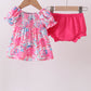 Pink Floral Smocked Ruffle Bloomer Set Honeydew