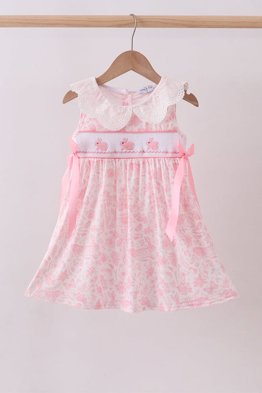 Pink Bunny Smocked Collar Dress Honeydew