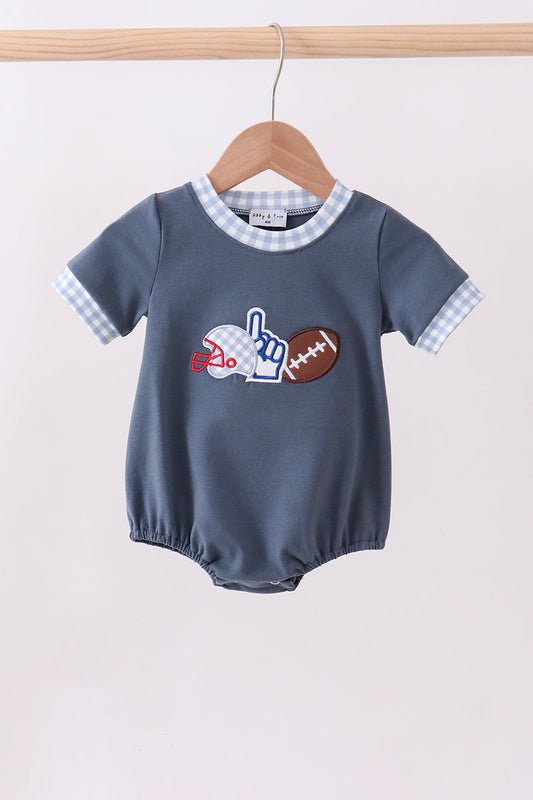 Blue Football Applique Bubble Honeydew