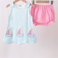 Blue Sailboat Applique Bloomer Set Honeydew