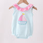 Blue Sailboat Applique Ruffle Bubble Honeydew