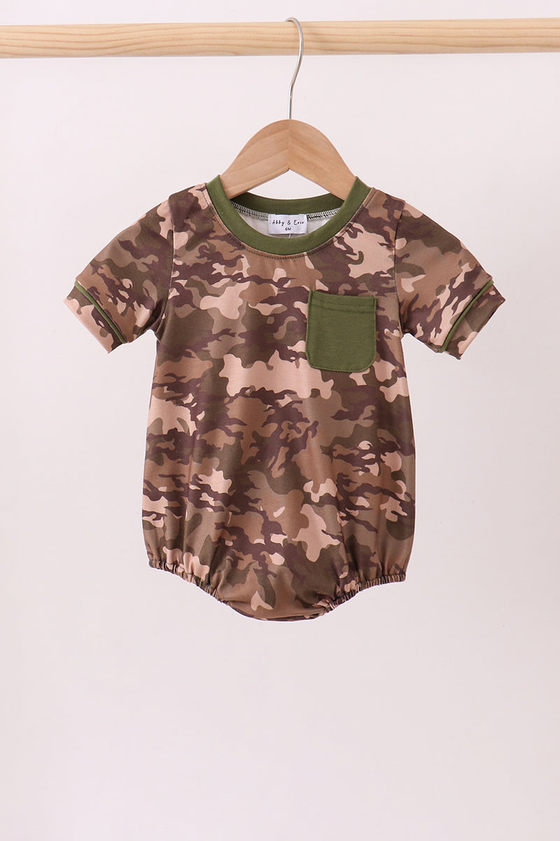Camouflage Print Pocket Bubble Honeydew