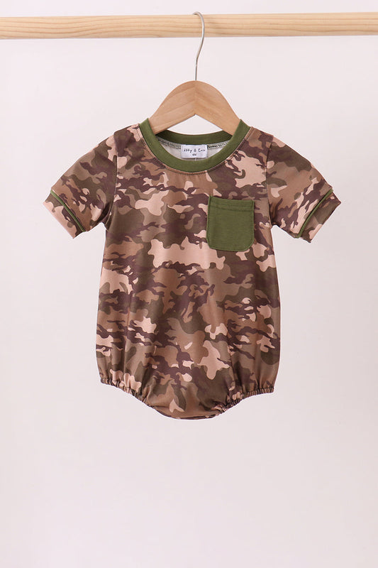 Camouflage Print Pocket Bubble Honeydew