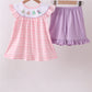 Pink Octopus Starfish Embroidery Girl Shorts Honeydew
