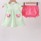 Green Watermelon Applique Ruffle Stripe Bloomer Set Honeydew