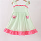 Green Watermelon Applique Ruffle Dress Honeydew