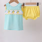 Summer Lemon Smocked Bow Bloomer Set Honeydew