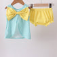 Summer Lemon Smocked Bow Bloomer Set Honeydew