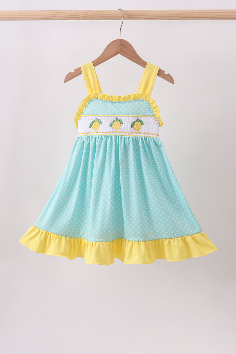 Summer Lemon Smocked Ruffle Dress Honeydew
