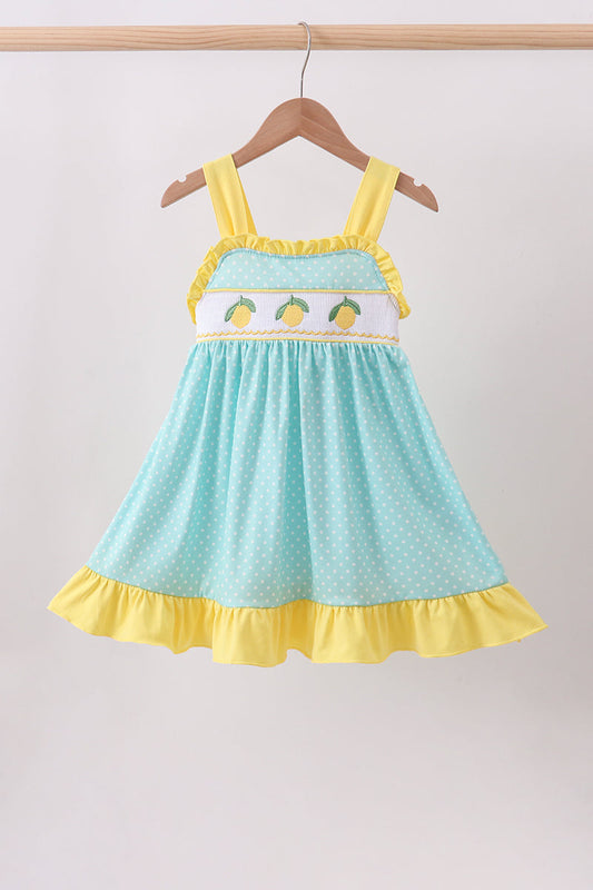 Summer Lemon Smocked Ruffle Dress Honeydew