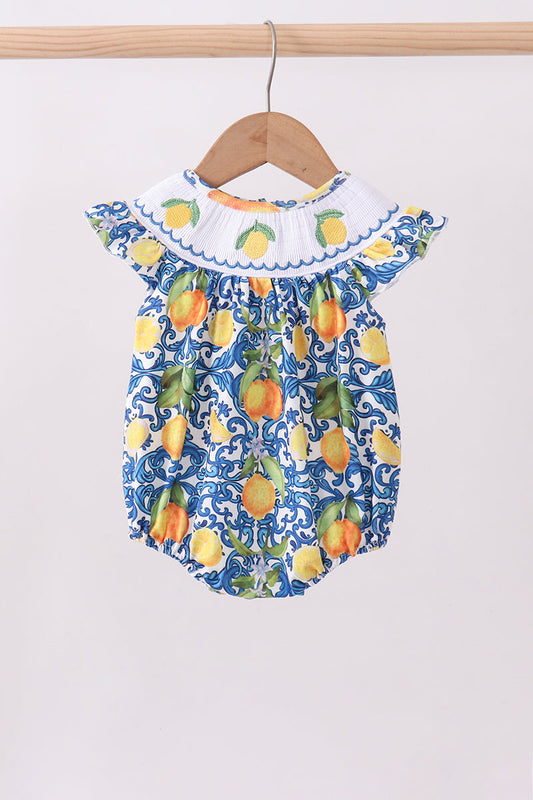 Lemon Smocked Ruffle Romper Honeydew
