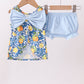 Lemon Smocked Ruffle Bloomer Set Bow Back Honeydew