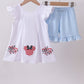 Blue Character Fireworks Embroidery Gingham Ruffle Shorts Set Honeydew