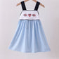 Blue Character Fireworks Embroidery Gingham Dress Honeydew