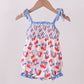 Blue Cherry Smocked Ruffle Bubble Honeydew