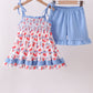 Blue Cherry Smocked Ruffle Shorts Set Honeydew