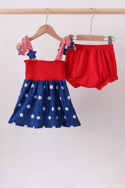 Blue Star Smocked Bloomer Set Honeydew