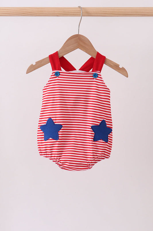 Red Stripe Applique Bubble Honeydew