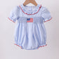 Blue Flag Smocked Ruffle Bubble Honeydew