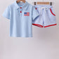 Blue Flag Smocked Shorts Set Honeydew
