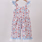 Blue Floral Lace Smocked Ruffle Jumpsuit Honeydew