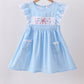 Blue Flag Smocked Jacquard Ruffle Dress Honeydew