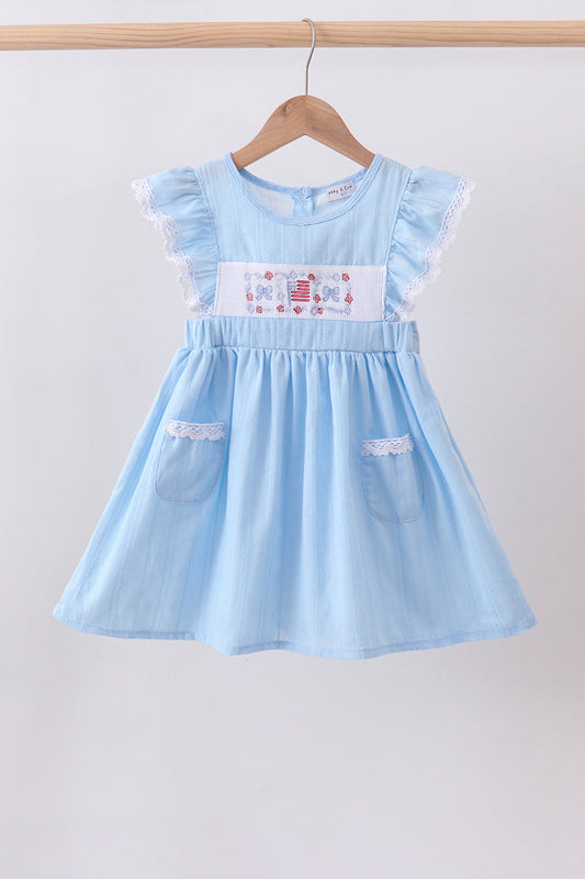 Blue Flag Smocked Jacquard Ruffle Dress Honeydew