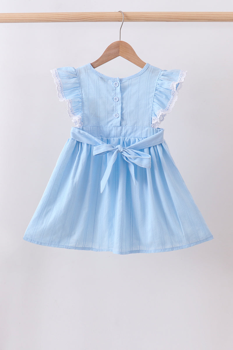 Blue Flag Smocked Jacquard Ruffle Dress Honeydew